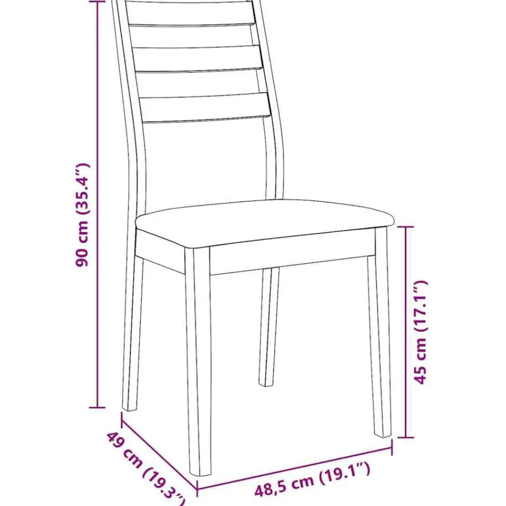 vidaXL Sillas-Sillas de comedor con cojines 2uds madera maciza natural caucho