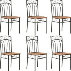 vidaXL Sillas de comedor 6 unidades MDF marrón New