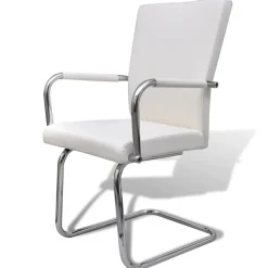 vidaXL Sillas de comedor voladizas 2 unidades cuero sintético Blanco New