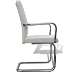 vidaXL Sillas de comedor voladizas 2 unidades cuero sintético Blanco New