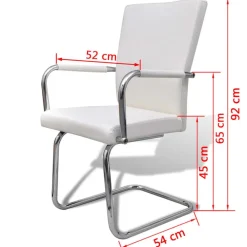vidaXL Sillas de comedor voladizas 2 unidades cuero sintético Blanco New