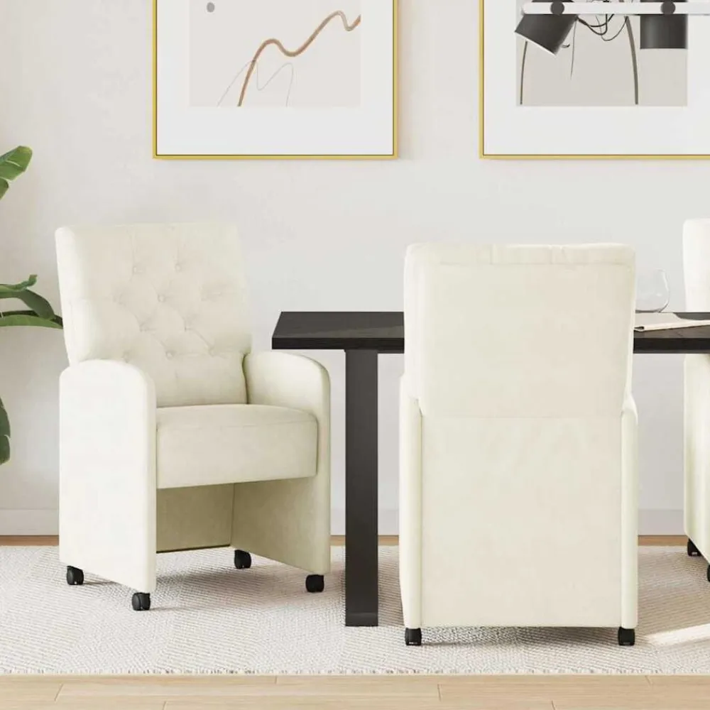 vidaXL Sillas de Comedor con Ruedas 2 pcs 58 x 67 x 97 cm Crema Best