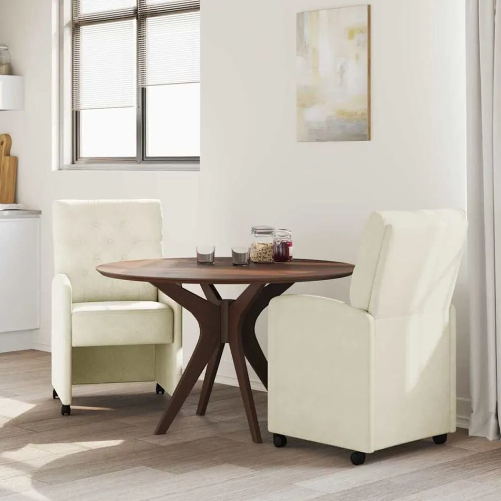 vidaXL Sillas de Comedor con Ruedas 2 pcs 58 x 67 x 97 cm Crema Best