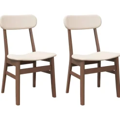 vidaXL Sillas de comedor con cojines 2 uds madera maciza marrón caucho Marr&oacute;n y claro