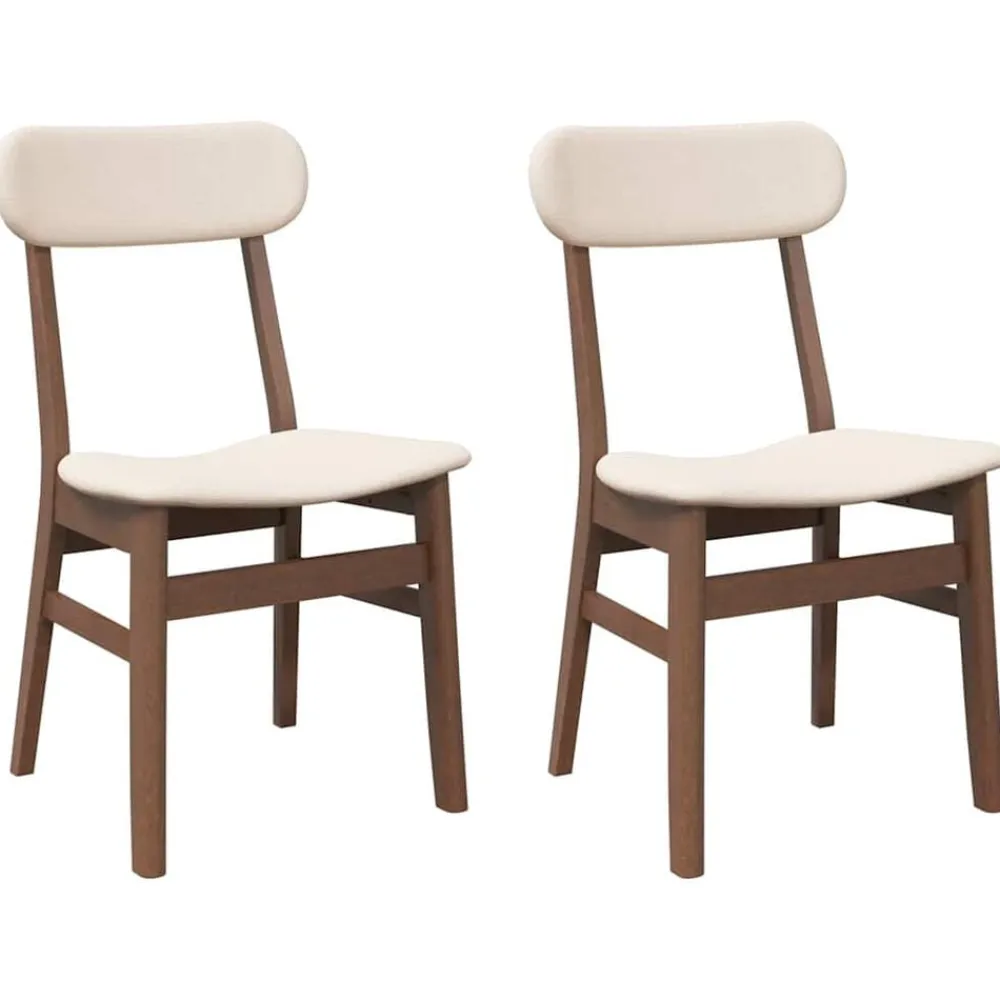 vidaXL Sillas de comedor con cojines 2 uds madera maciza marrón caucho Marrón y claro