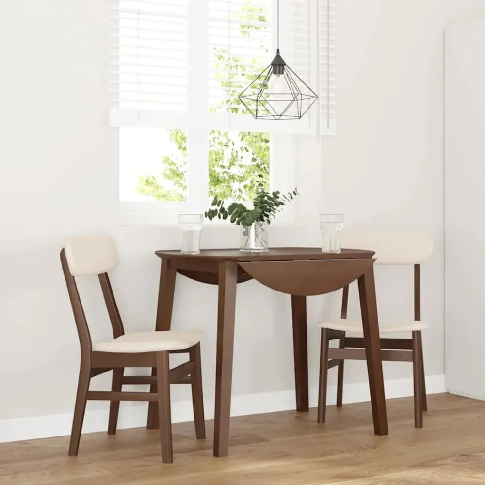 vidaXL Sillas de comedor con cojines 2 uds madera maciza marrón caucho Marrón y claro