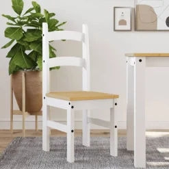 vidaXL Sillas-Sillas de comedor 2 uds madera maciza pino 40x46x99 cm