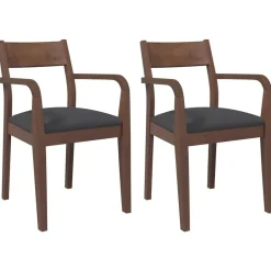 vidaXL Sillas-Sillas de comedor con cojines 2 uds madera maciza marrón caucho