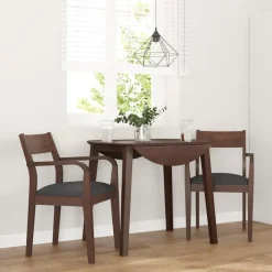 vidaXL Sillas-Sillas de comedor con cojines 2 uds madera maciza marrón caucho