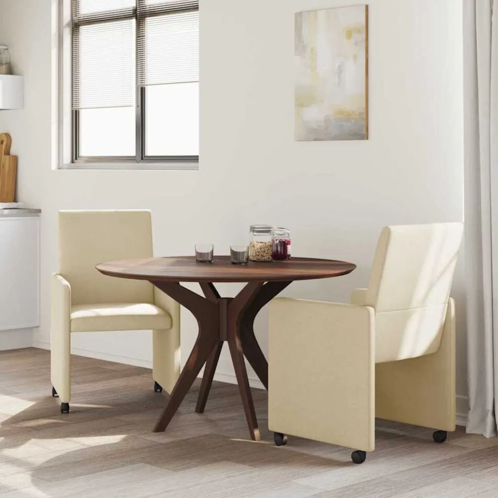 vidaXL Sillas de Comedor con Ruedas 2 pcs 57 x 66 x 94 cm tela Crema Sale
