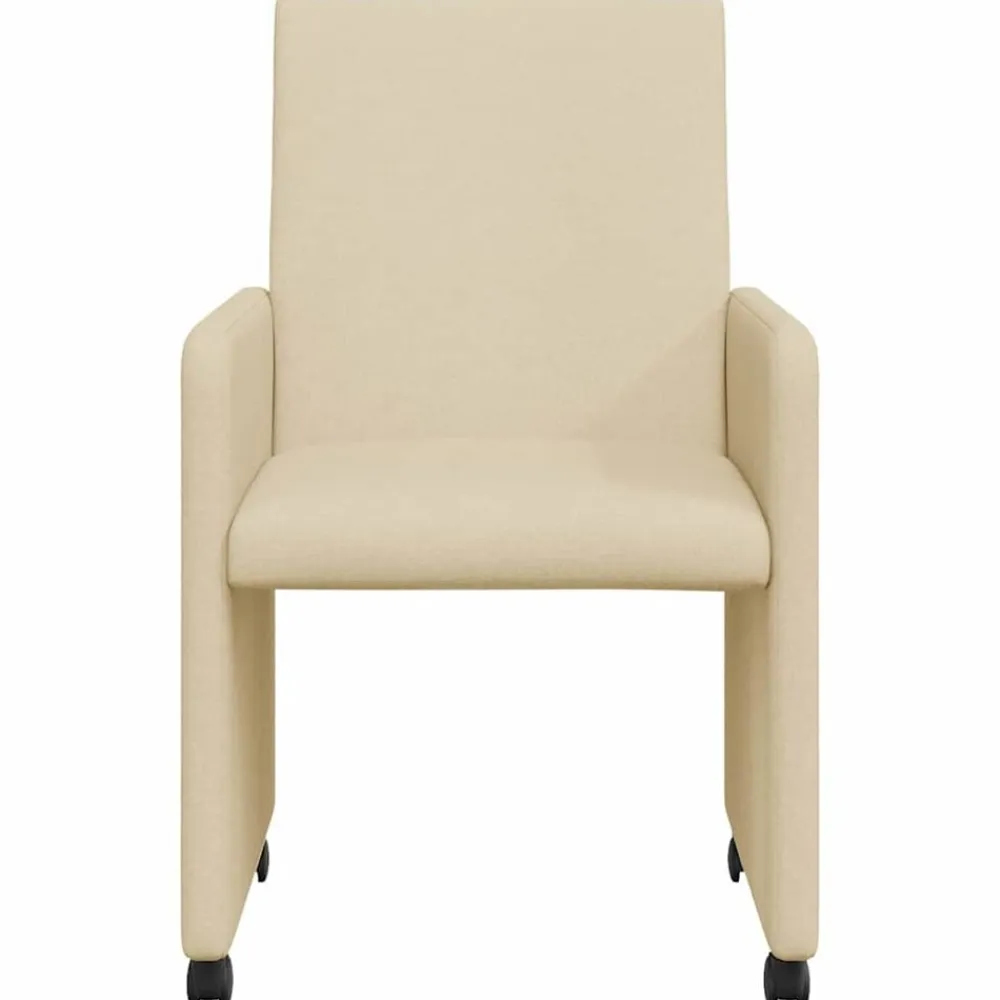 vidaXL Sillas de Comedor con Ruedas 2 pcs 57 x 66 x 94 cm tela Crema Sale