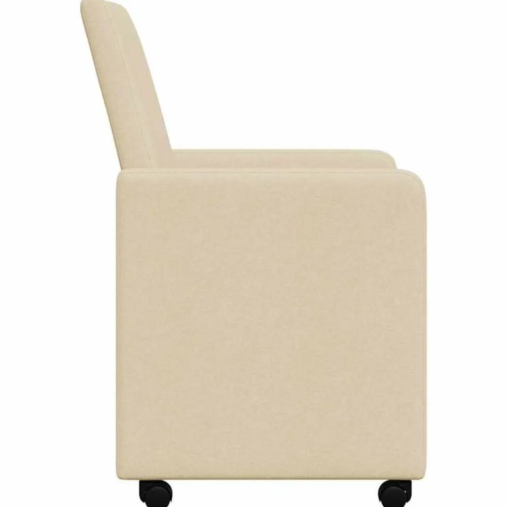 vidaXL Sillas de Comedor con Ruedas 2 pcs 57 x 66 x 94 cm tela Crema Sale
