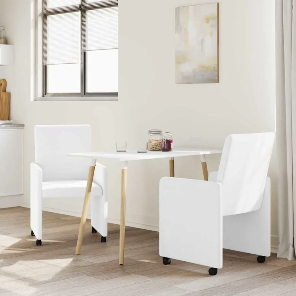 vidaXL Sillas de Comedor con Ruedas con ruedas 2 pcs 57 x 66 x 94 cm White Clearance