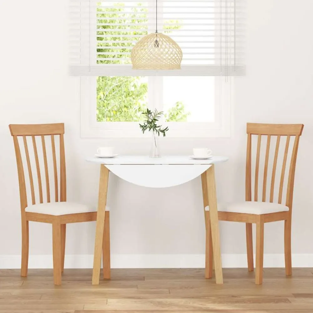 vidaXL Sillas de comedor con cojines 2uds madera maciza natural caucho Natural y crema Hot