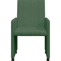 vidaXL Sillas de Comedor con Ruedas 2 pcs Verde grisáceo Tela de pana Verde grisáceo Best