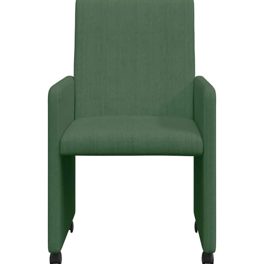 vidaXL Sillas de Comedor con Ruedas 2 pcs Verde grisáceo Tela de pana Verde grisáceo Best