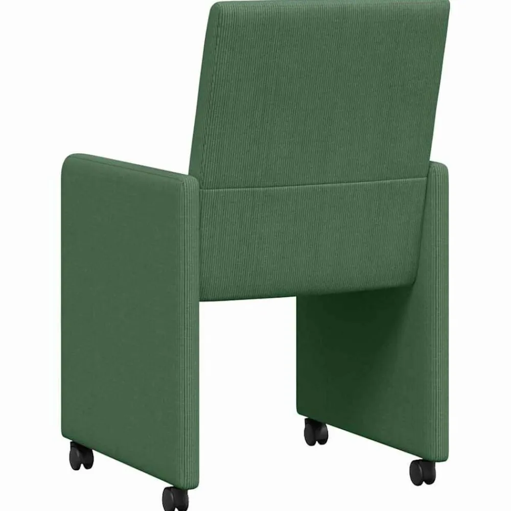 vidaXL Sillas de Comedor con Ruedas 2 pcs Verde grisáceo Tela de pana Verde grisáceo Best