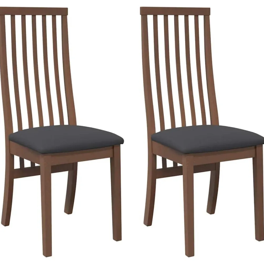 vidaXL Sillas de comedor con cojines 2 uds madera maciza marrón caucho Marrón y negro Hot