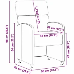 vidaXL Sillas-Sillas de Comedor con Ruedas 2 pcs Marrón 58 x 65 x 98 cm