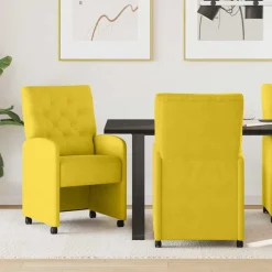 vidaXL Sillas de Comedor con Ruedas 2 pcs 58 x 67 x 97 cm Amarillo Sale