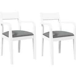 vidaXL Sillas-Sillas de comedor con cojines 2uds madera maciza blanco caucho