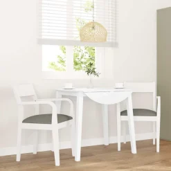 vidaXL Sillas-Sillas de comedor con cojines 2uds madera maciza blanco caucho