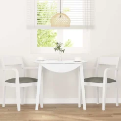 vidaXL Sillas-Sillas de comedor con cojines 2uds madera maciza blanco caucho