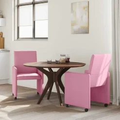 vidaXL Sillas de Comedor con Ruedas 2 pcs 57 x 66 x 94 cm tela Rosa Discount