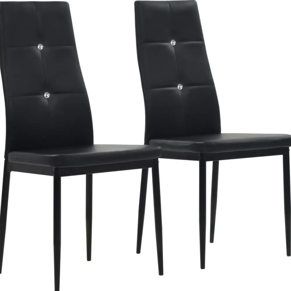 vidaXL Sillas de comedor 2 unidades cuero sintético Negro Discount