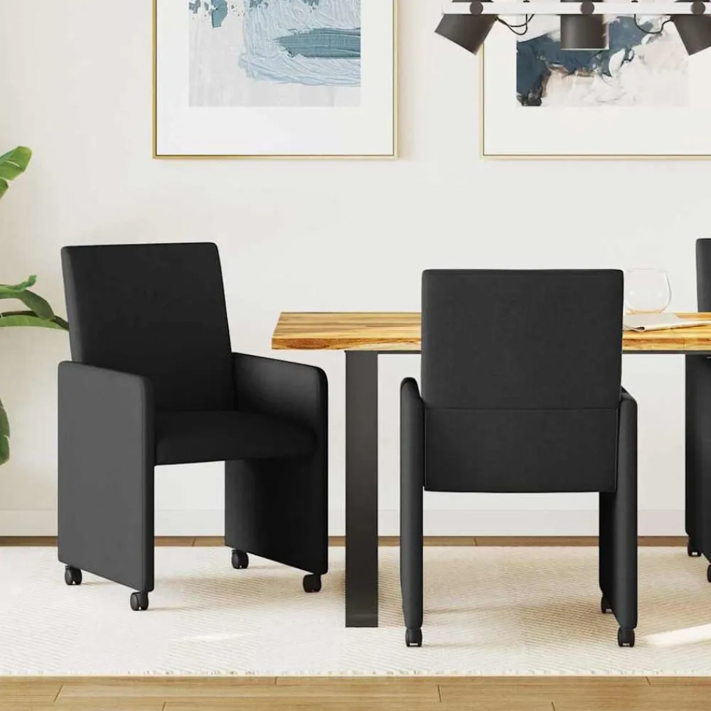 vidaXL Sillas-Sillas de Comedor con Ruedas 2 pcs 57 x 66 x 94 cm tela