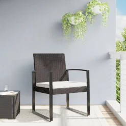 vidaXL Muebles De Jardín-Sillas de comedor para jardín 2 uds PP aspecto de ratán marrón