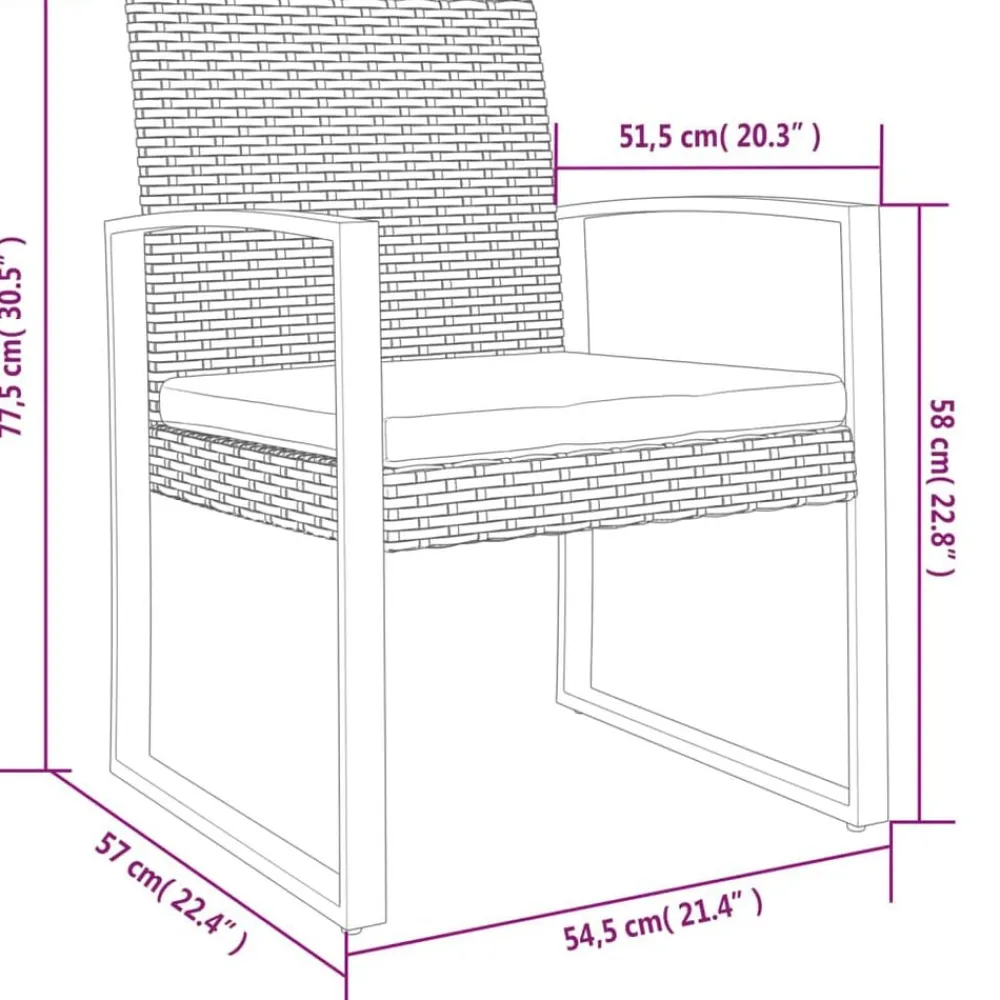 vidaXL Muebles De Jardín-Sillas de comedor para jardín 2 uds PP aspecto de ratán marrón