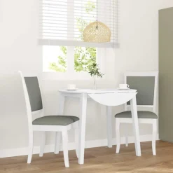 vidaXL Sillas-Sillas de comedor con cojines 2uds madera maciza blanco caucho