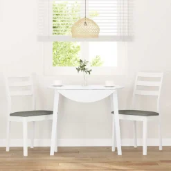 vidaXL Sillas de comedor con cojines 2uds madera maciza blanco caucho Blanco y gris New