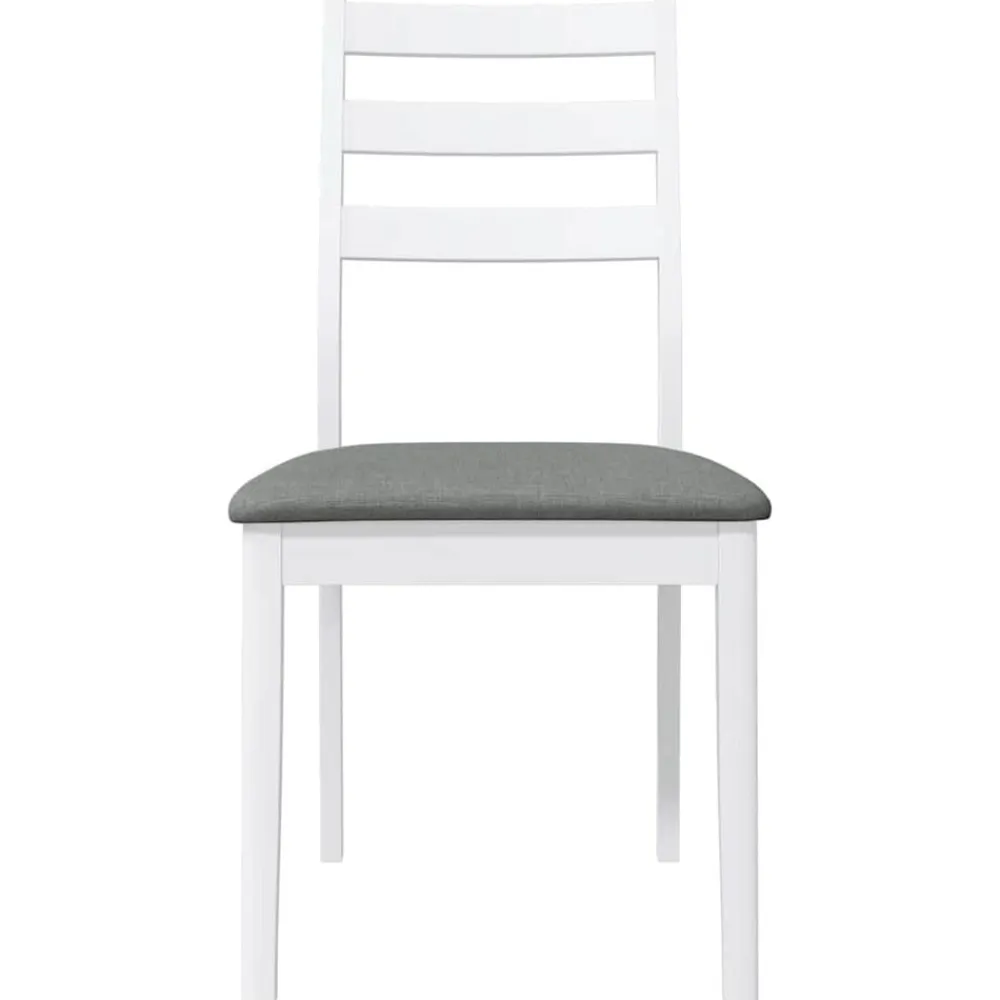 vidaXL Sillas de comedor con cojines 2uds madera maciza blanco caucho Blanco y gris New