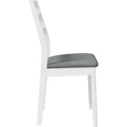 vidaXL Sillas de comedor con cojines 2uds madera maciza blanco caucho Blanco y gris New
