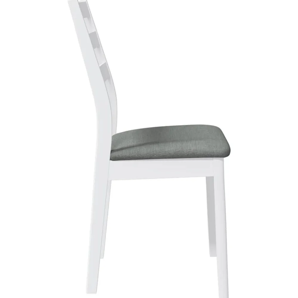 vidaXL Sillas de comedor con cojines 2uds madera maciza blanco caucho Blanco y gris New