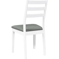 vidaXL Sillas de comedor con cojines 2uds madera maciza blanco caucho Blanco y gris New