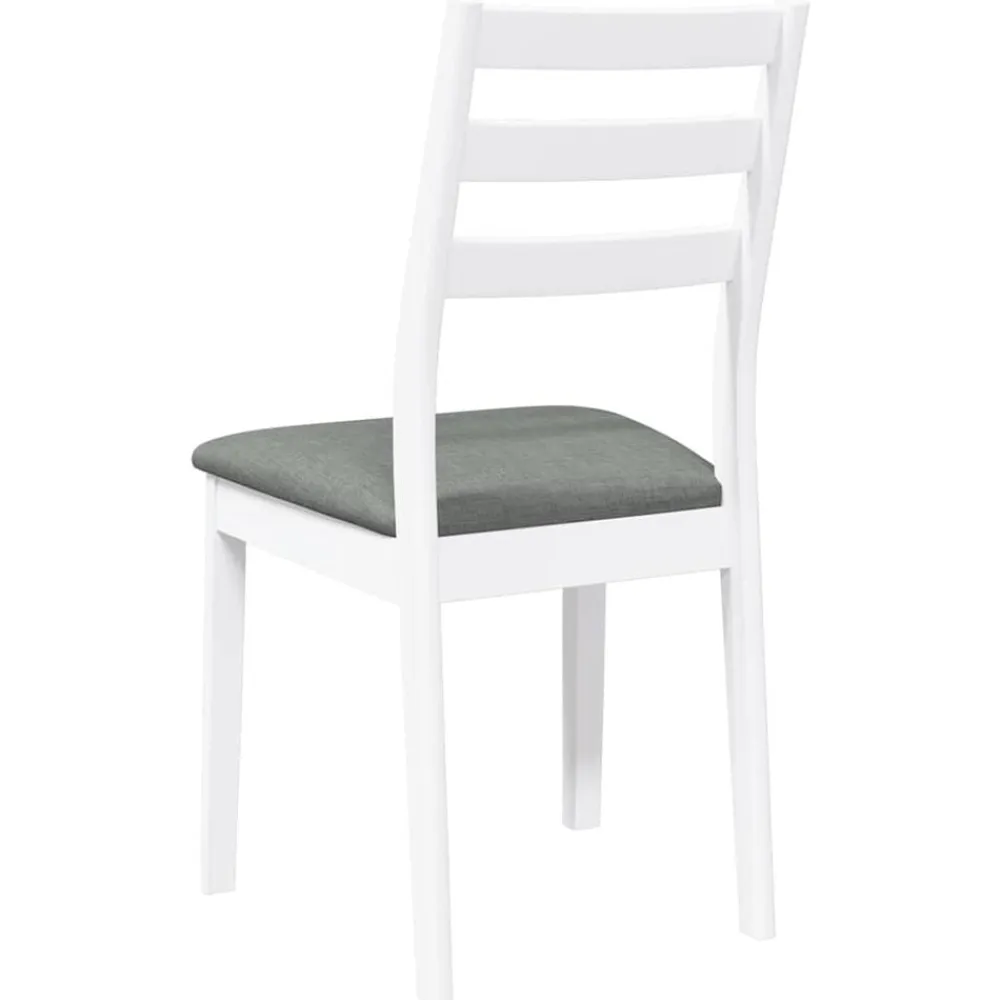 vidaXL Sillas de comedor con cojines 2uds madera maciza blanco caucho Blanco y gris New