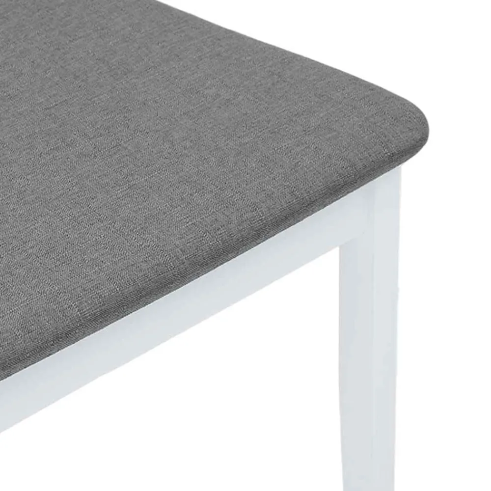 vidaXL Sillas de comedor con cojines 2uds madera maciza blanco caucho Blanco y gris New