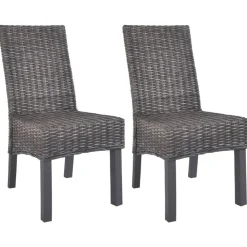 vidaXL Sillas de comedor 2 unidades ratán Kubu y madera caoba marrón Marr&oacute;n Online