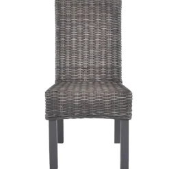 vidaXL Sillas de comedor 2 unidades ratán Kubu y madera caoba marrón Marr&oacute;n Online
