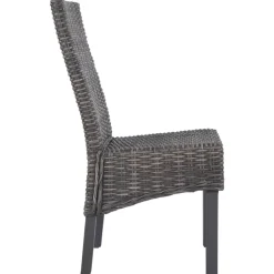 vidaXL Sillas de comedor 2 unidades ratán Kubu y madera caoba marrón Marr&oacute;n Online
