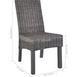 vidaXL Sillas de comedor 2 unidades ratán Kubu y madera caoba marrón Marr&oacute;n Online