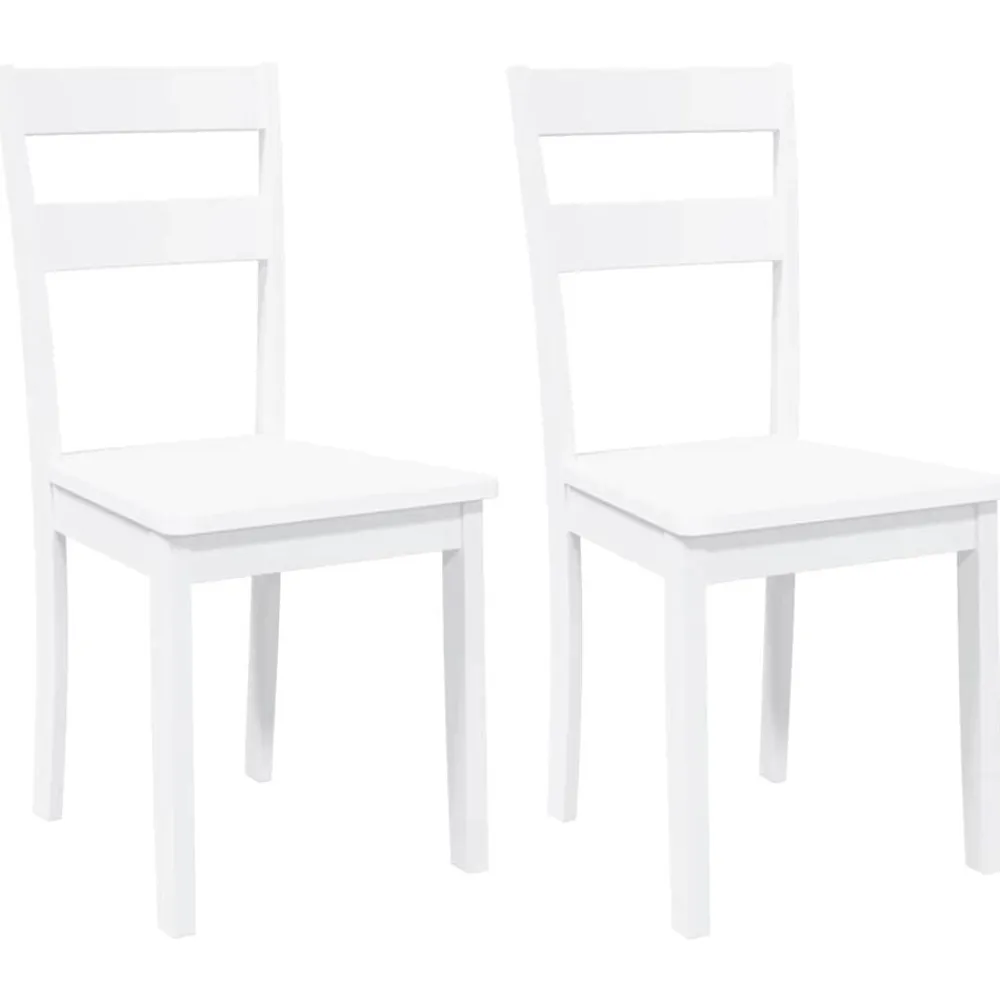 vidaXL Sillas de comedor 2 unidades madera maciza de caucho Blanco Clearance
