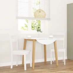 vidaXL Sillas de comedor 2 unidades madera maciza de caucho Blanco Clearance