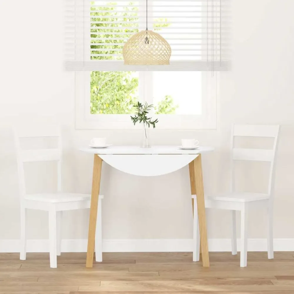 vidaXL Sillas de comedor 2 unidades madera maciza de caucho Blanco Clearance