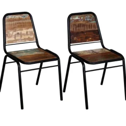 vidaXL Sillas-Sillas de comedor 2 unidades madera maciza reciclada