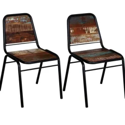 vidaXL Sillas-Sillas de comedor 2 unidades madera maciza reciclada