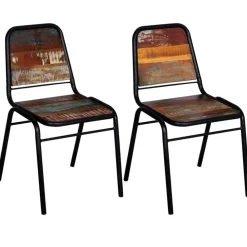 vidaXL Sillas-Sillas de comedor 2 unidades madera maciza reciclada